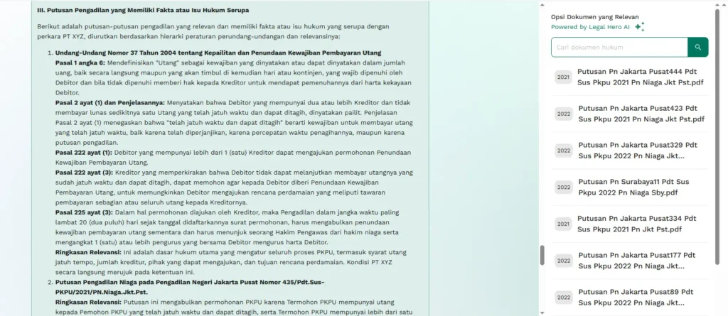 legal hero untuk riset hukum perkara kepailitan